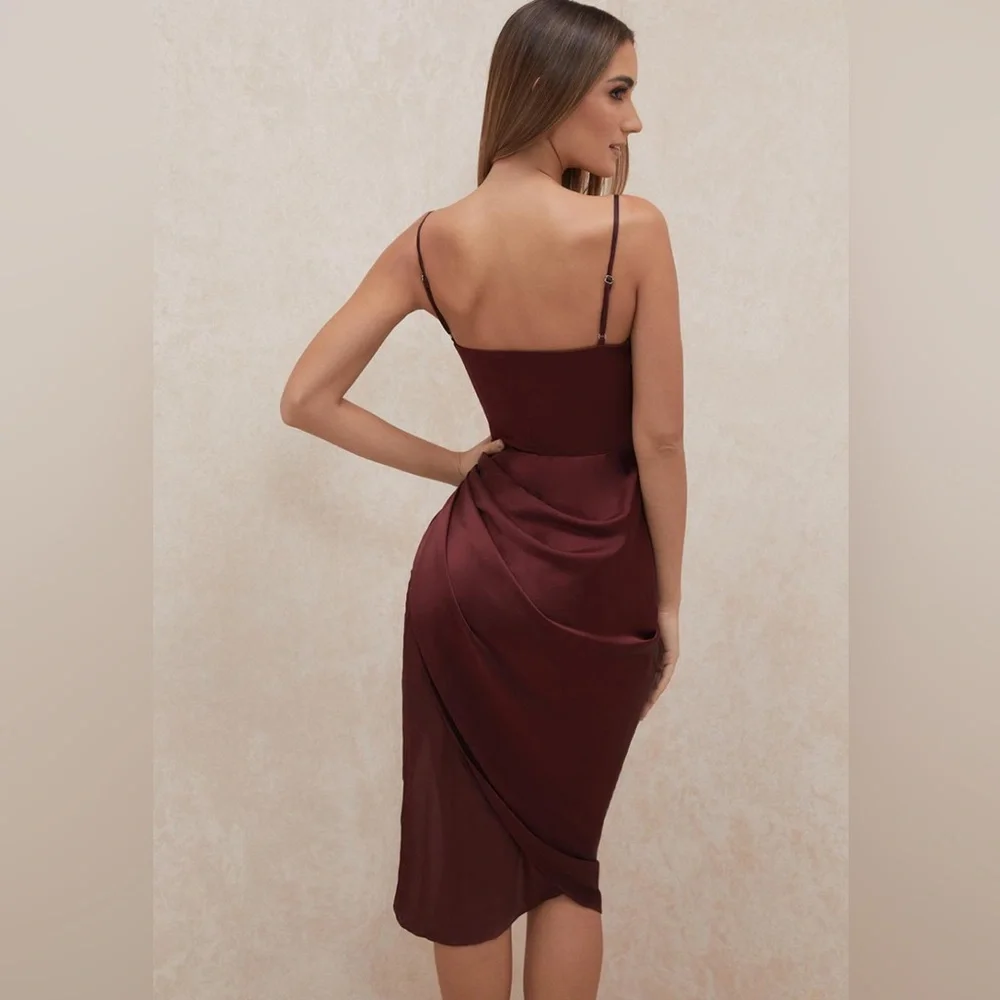 HOUSE OF CB 'Reva' Raisin Satin Balcony Corset Dress - Picture 6 of 16
